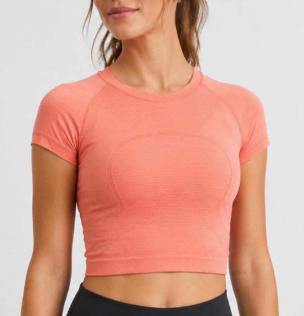 Lululemon Swiftly Tech Cropped Short Sleeve Shirt Coral Pink Size 2